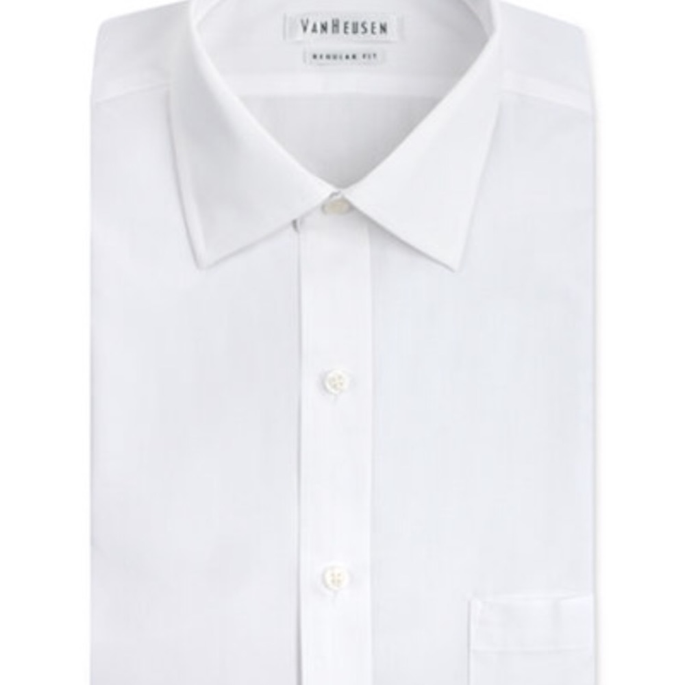 Men’s Van Heusen white button up dress shirt